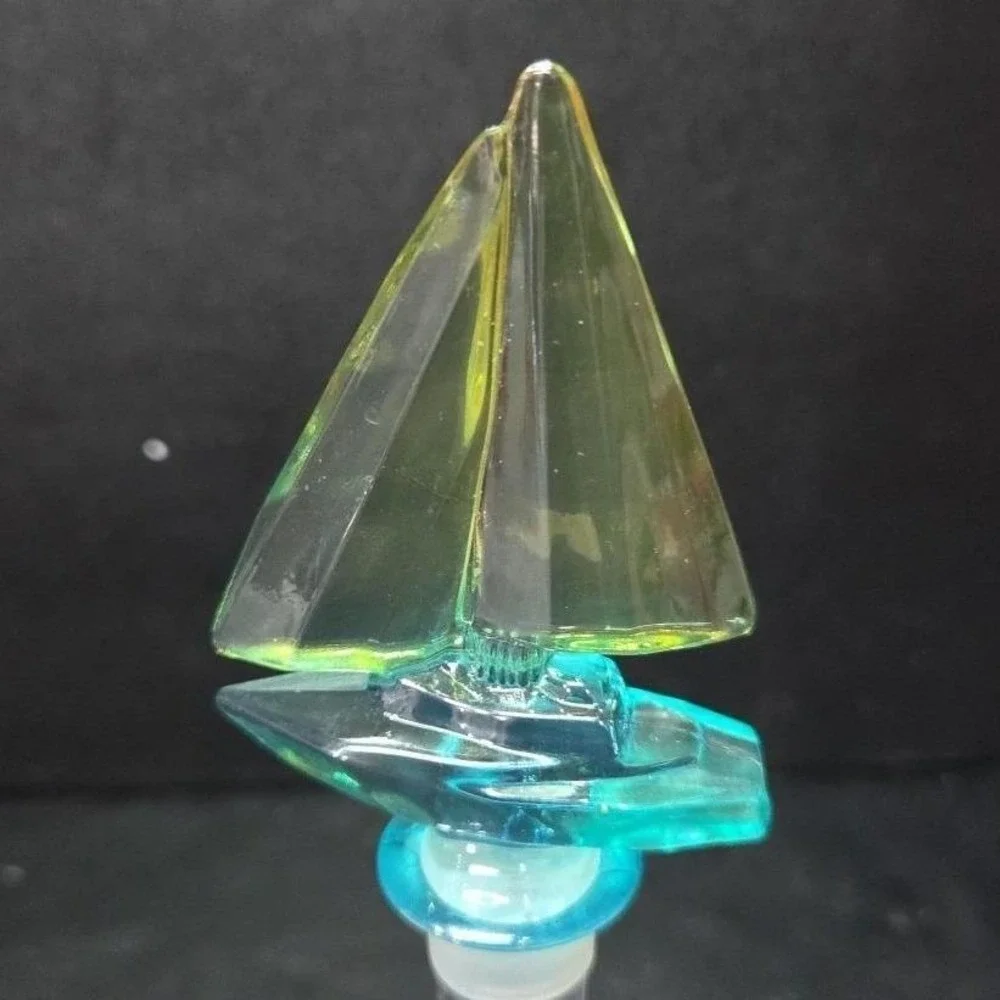 Mikasa Blue Regatta Ship Bottle Stopper, Lead Crystal Boat Replacement Topper‎